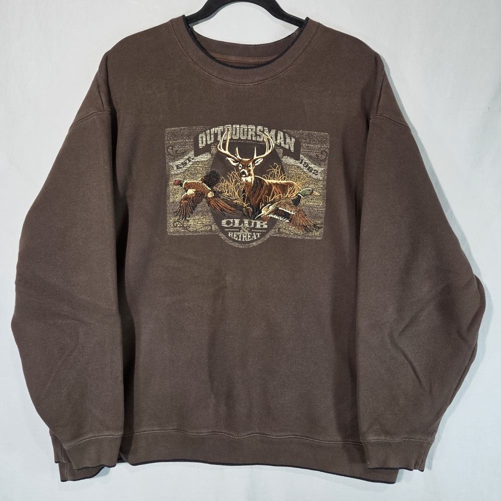 Croft & Barrow Outdoorsman Sweatshirt XL Deer Pheasant Turkey Hunter Embroidered